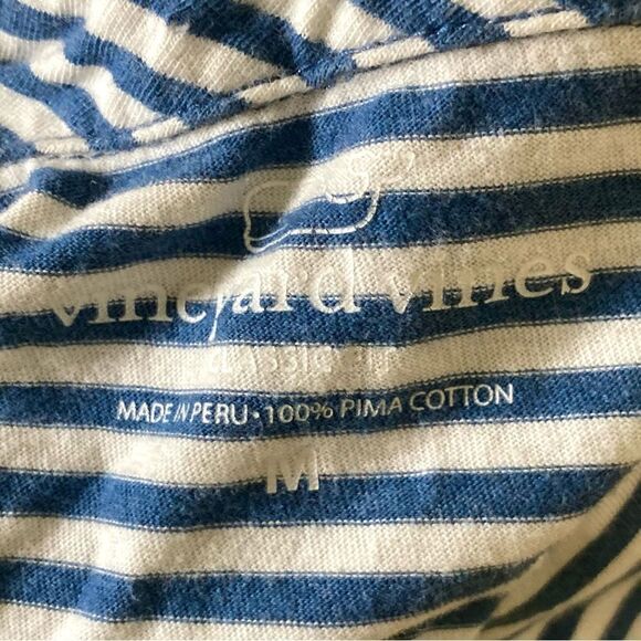 Vineyard Vines Men’s Medium Blue/White Striped Golf Polo Pima Cotton - Picture 8 of 9